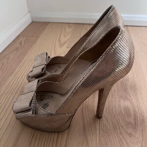 Fendi Vintage Gold Platform Leather Heels